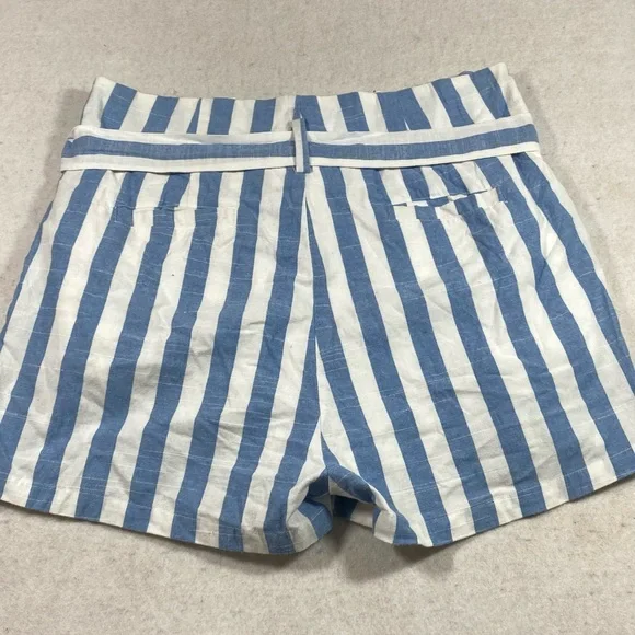Linen Lux Linen Belted Shorts Walking Shorts white & Blue Striped 32” Po… - Picture 6 of 7